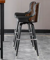 Bar Chair Solid Wood Back Wrought Iron Retro Bar Chair High Stool Swivel Bar Chair