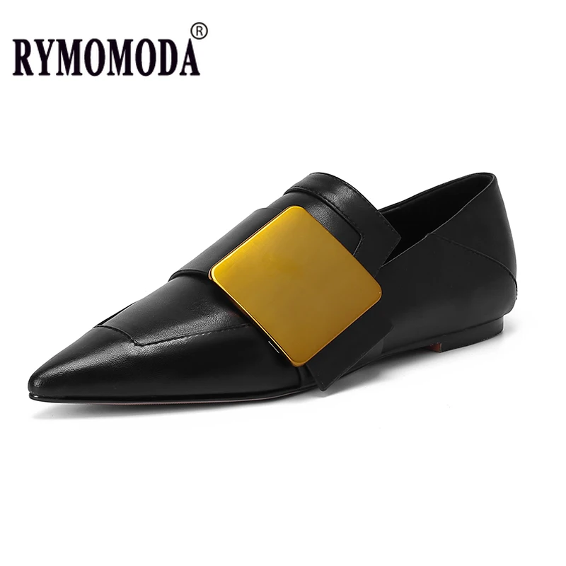 

RYMOMODA Women's Loafers Genuine Leather Mary Jane Flat Shoes Women Luxury Brand Sheepskin Insole Pigskin Lining Big Size 41 42