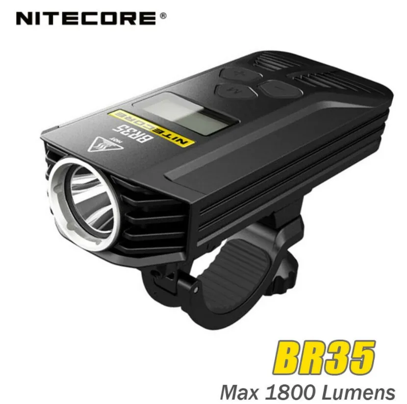 Продажа Велосипедный фонарь Nitecore BR35, 1800 лм, 2xCREE XML2 U2, OLED дисплей высокой четкости, перезаряжаемая велосипедная фара со встроенным аккумулятором