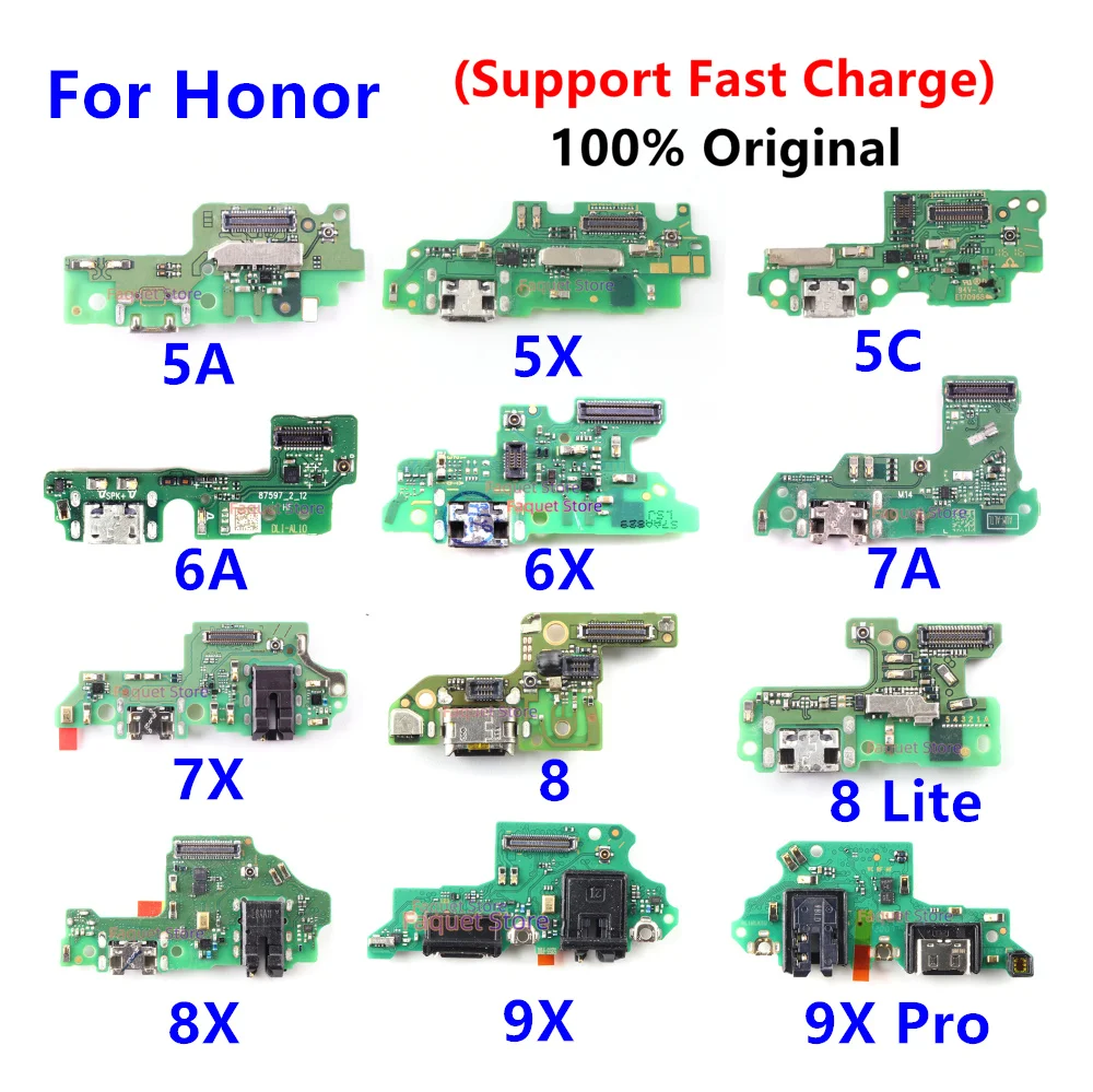 

Original USB Charge Port Jack Dock Connector Charging Board Flex Cable For Huawei Honor 8 8X Lite 5A 5C 5X 6A 6X 7A 7X 9X Pro