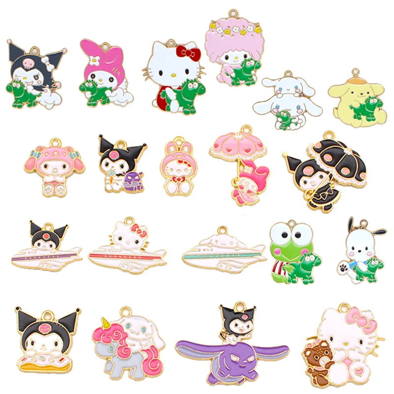 Sanrio эмалевые подвески-бусины аниме Hello Kitty Kuromi Melody Cinnamoroll Изготовление ювелирных изделий DIY подвеска ожерелье браслет аксессуары