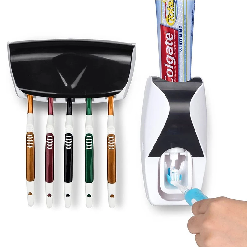 

Automatic Toothpaste Dispenser Toothbrush Holder Set Bathroom Accessories Set Wall Mount Rack Toothpaste Squeezers