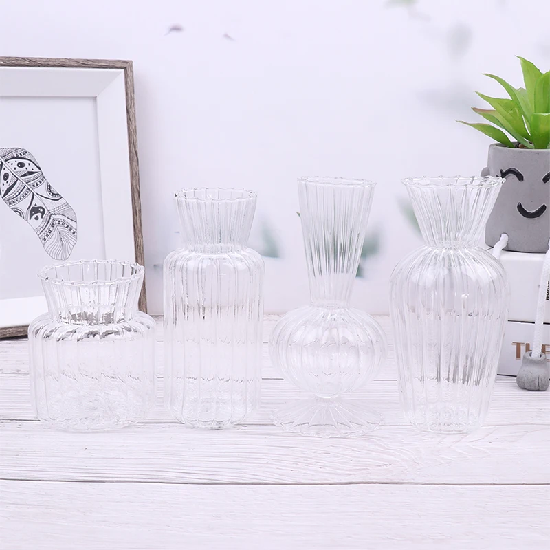 

1Pc Transparent Glass Vases for Plant Bottle Flower Pot Table Top Decoration