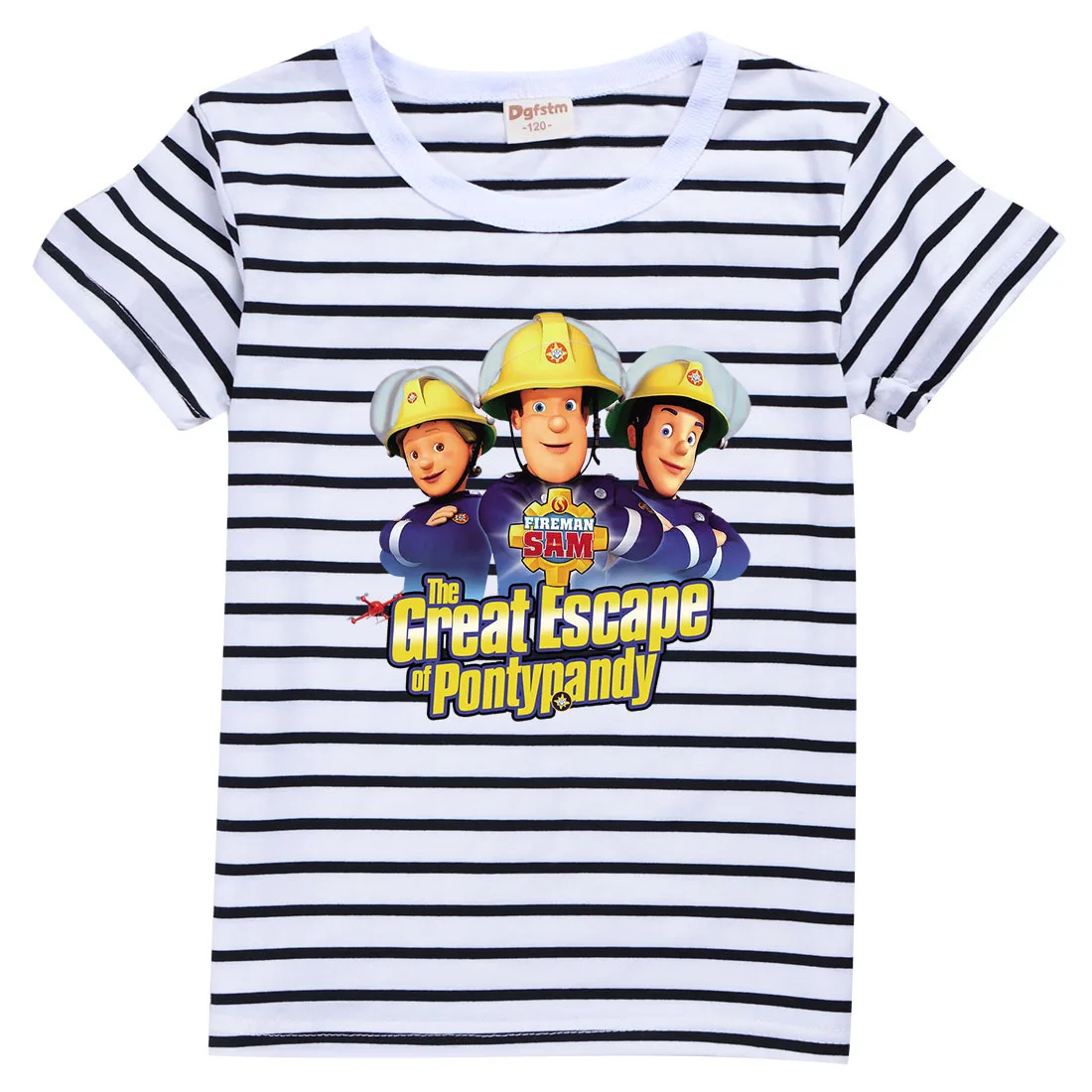 

Summer Fireman Sam Clothes Kids Cartoon Firefighter T Shirt Baby Boys 100% COTTON Clothing Girl Striped T-Shirt Short Sleeve Tee