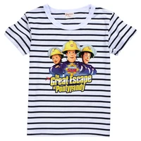 summer fireman sam clothes kids cartoon firefighter t shirt baby boys 100 cotton clothing girl striped t shirt short sleeve tee