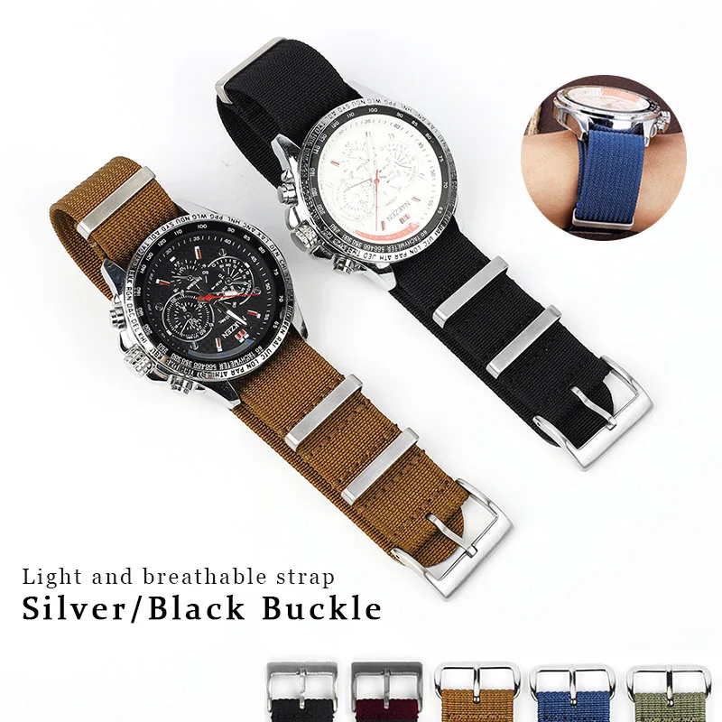 

Ribbed Nylon Strap for Seiko Military 20mm 22mm Fabric Braid Ballistic Watchband for Samsung Gear S3 Amazfit Bip Sport Belt