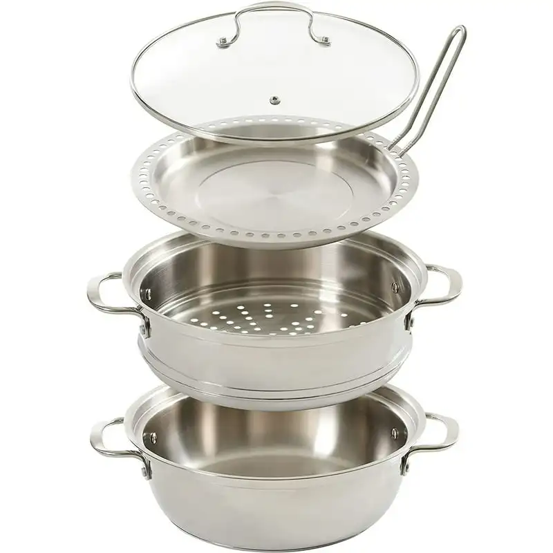 

2023 New 5 Piece Stainless Steel Multi Steamer Set Dinnerware Set Kitchen Accessories Dining Table Set Plates and Bowls and Dish