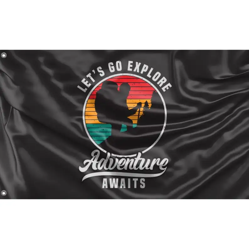 

Let's Go Explore Flag | Unique Design Print | Hiqh Quality Materials | Size - 3x5 Ft / 90x150 cm