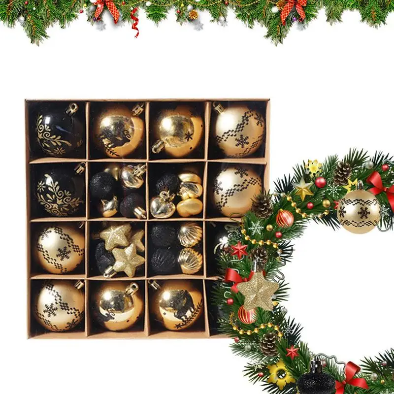 

Christmas Balls Ornaments 52PCS Shatterproof Special Shaped Electroplated Painted Christmas Ball Set Christmas Tree Ornaments