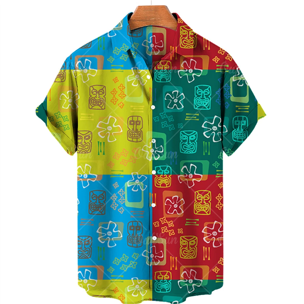 2022 3d Print Hawaiian Shirt Men's Women's Short Sleeve Simple Abstract Shirt Summer Loose Top 5xl