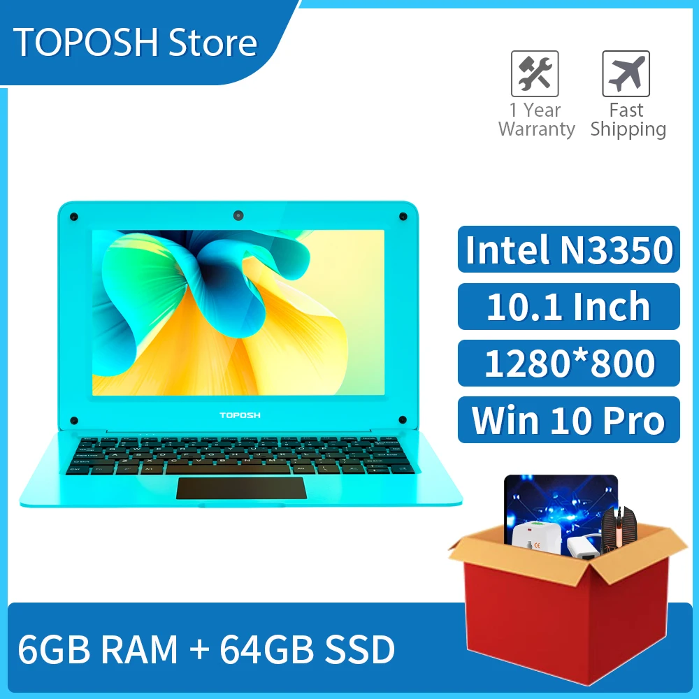

Мини-ноутбук 10,1 дюймов 6 ГБ + 64 ГБ SSD N3350 Windows 10 Pro легкий и ультратонкий маленький ноутбук портативный мини-ПК нетбук