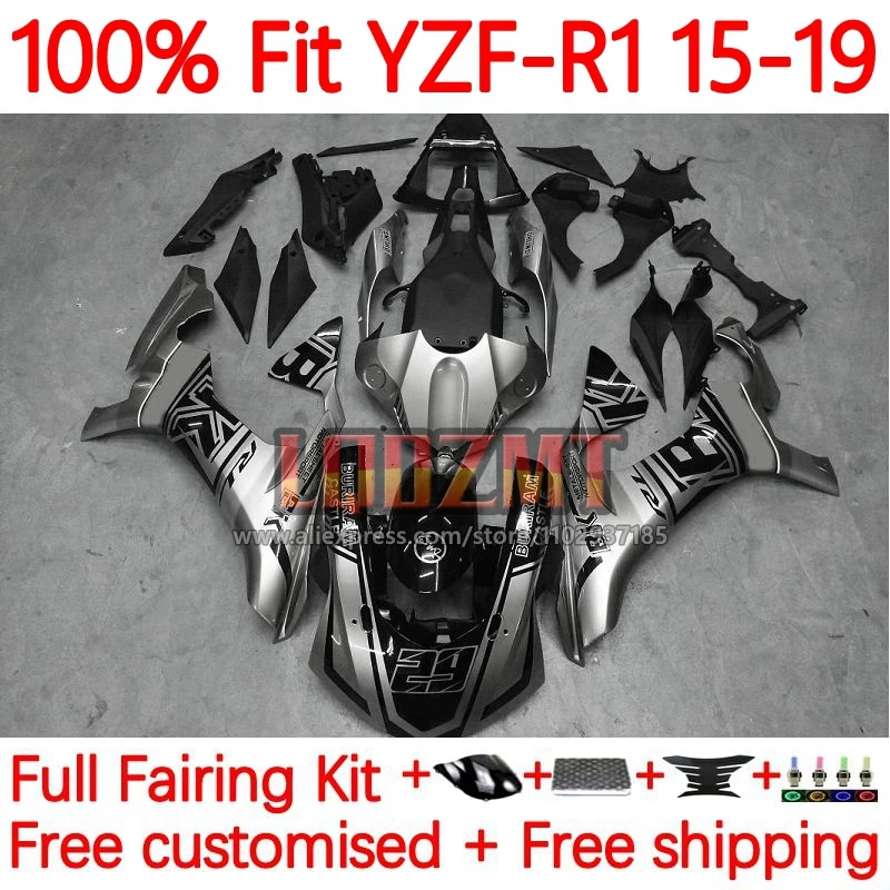 

Injection Fairing For YAMAHA YZF-R1 YZF R1 R 1 YZFR1 2015 2016 2017 2018 2019 YZF1000 15 16 17 18 19 Frame 29No.6 Silvery black