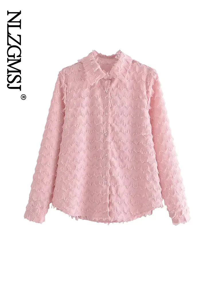 

Женская винтажная блузка с отложным воротником и длинным рукавом, на пуговицах