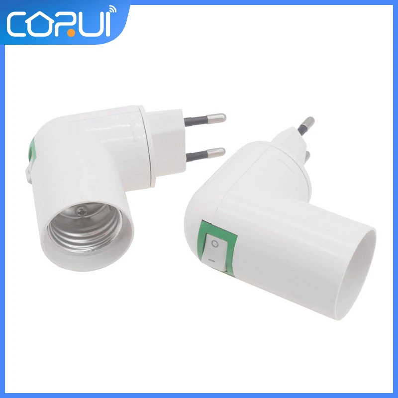 

CoRui EU Plug PBT PP To E27 White Base LED Lamp Base Lampholder Adapter Converter Socket To E27 Lamp Bulbs Holder Bases Plug