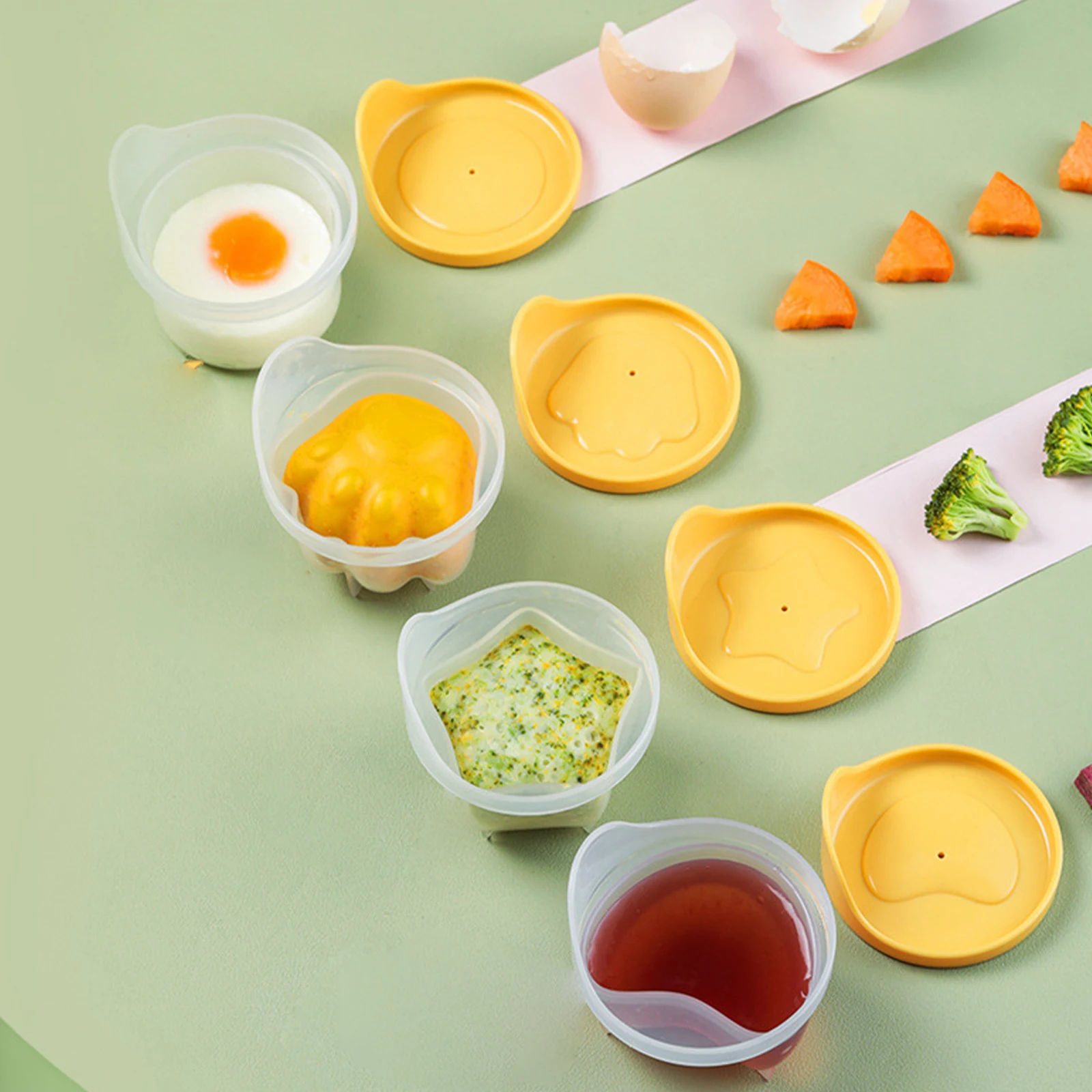 

4Pcs/set Creative Egg Steamer Baby Food Supplement Cup Steamed Cake Mold Food Grade Baby Cooking Tool Kitchen Household