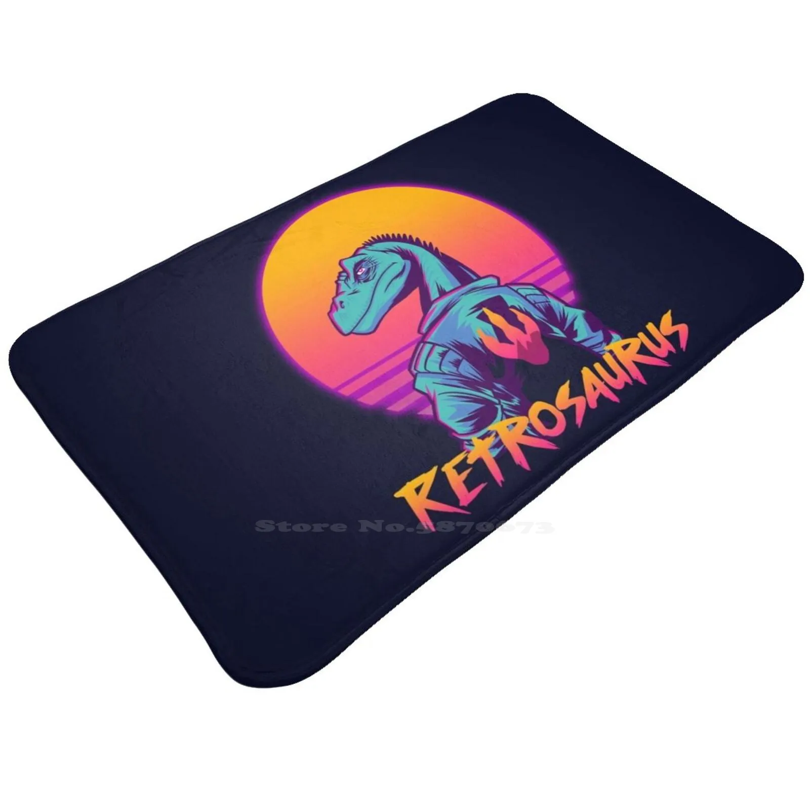 Retrosaurus-Velocity Raptor Door Mat Foot Pad Home Rug 1980S B Boy Beat Box Boombox Bright Claw Colorful Darksynth Dark Synth
