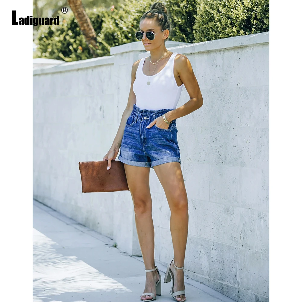 Ladiguard 2022 New Sexy Fashion Denim Shorts Women High Cut Ripped Short Jeans Summer Hotpants Ladies Vintage Crimping Panties