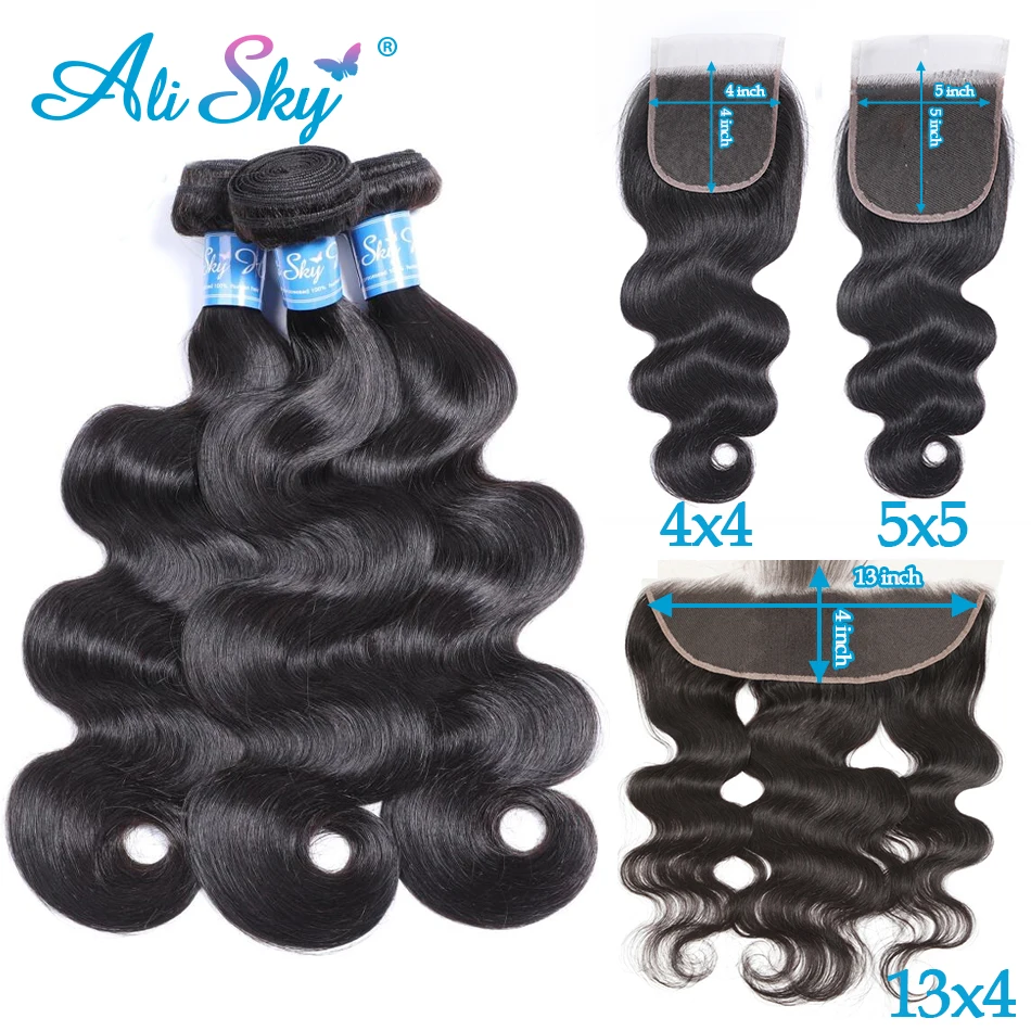 Body Wave Human Hair 3 Bundles With 4x4 5x5 Transparent Lace Closure 100% Human Hair 13x4 Frontal With Bundles tissage bresilien