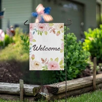 watercolor pink rose flowers floral garden flag welcome home house flags double sided yard banner outdoor decor banner for outsi
