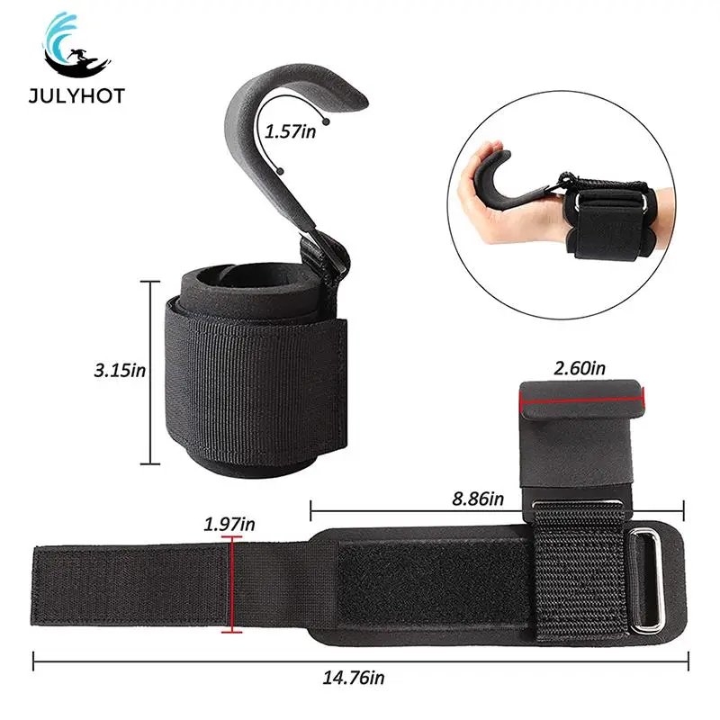 

1 Pair Weight Lifting Hook Grips Hand-Bar Wrist Strap Gym Fitness Hook Weight Strap Pull-Ups Power Lifting Gloves
