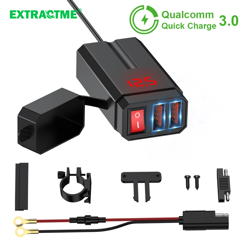 

USB-зарядное устройство для мотоцикла, 12 В, С вольтметром