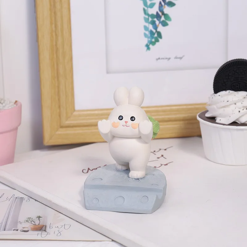 Creative and practical cute cartoon rabbit mobile phone bracket student lazy desktop tablet bracket resin decoration gift