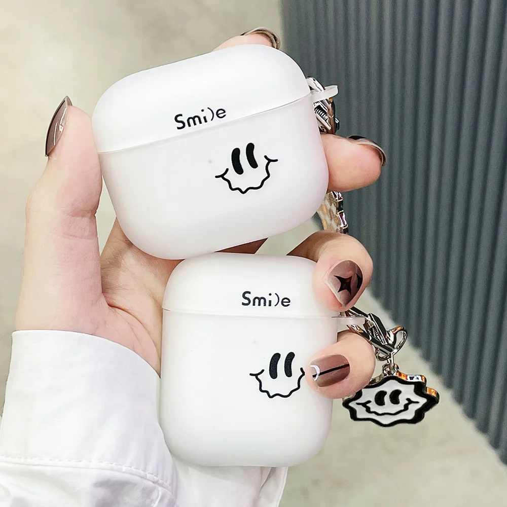 

Чехол с рисунком улыбки для airpods 1 2 3 Pro 2, Беспроводная зарядка для телефона airpod, Мягкая матовая Подвеска из ТПУ, Чехол-держатель для air pod