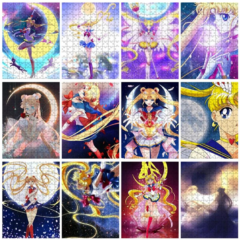 

300/500/1000 Pcs Puzzles Sailor Moon Jigsaw Puzzle Cartoon Anime Picture Papers Child Educational Intellectual Toy Home Decor