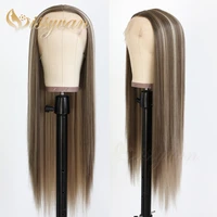 missyvan lace front wigs highlight brown colo long straight hair heat resistant synthetic lace wigs for fashion women