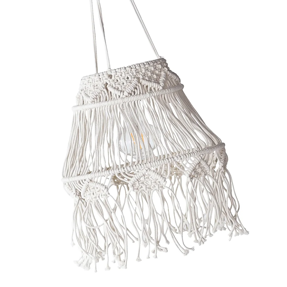

Hand-woven Lampshade Bohemian Lantern Lamp Shade Creative Tassel Lamp Shade Hanging Lamp Cover for Home Bedroom Wedding Photo