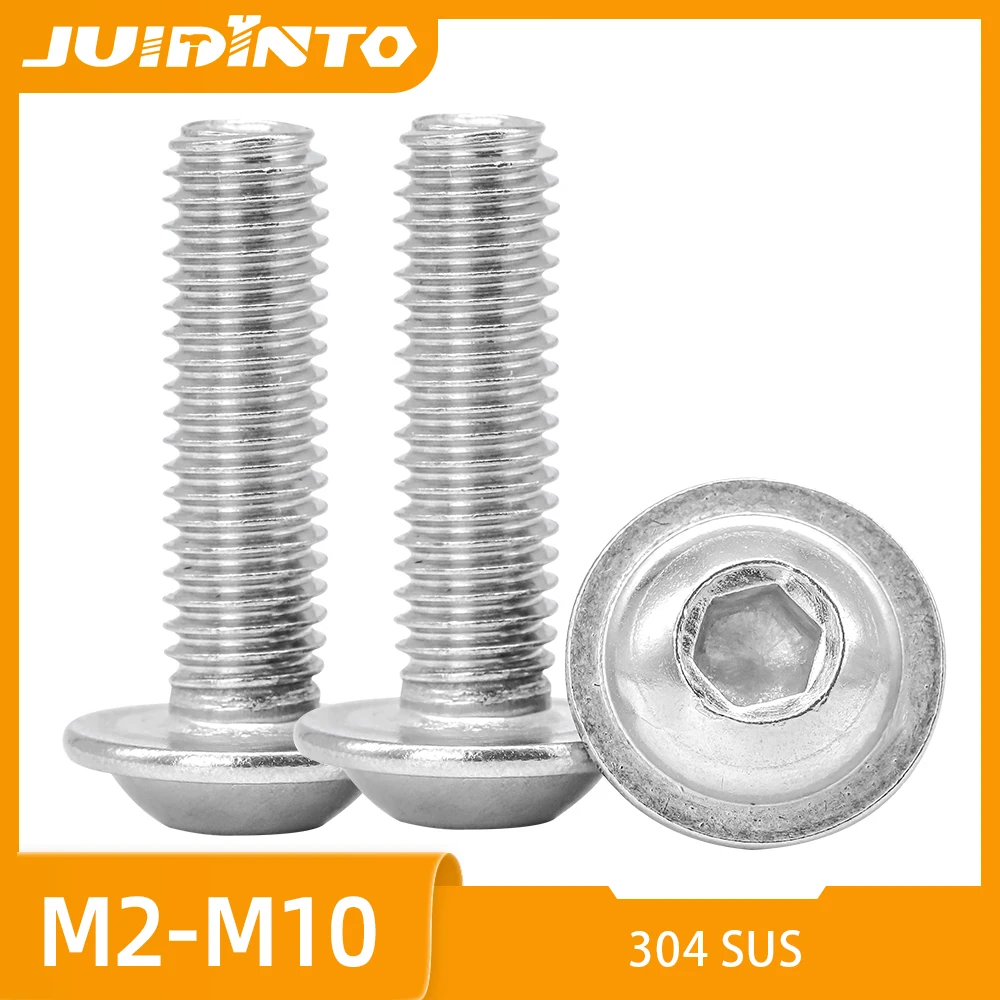 Фото JUIDINTO 2-50 шт. ISO7380-2 Болты с фланцевой головкой под шестигранник M2 M2.5 M3 M4 M5 M6 M8 M10, машинные винты из нержавеющей стали под шестигранник №1