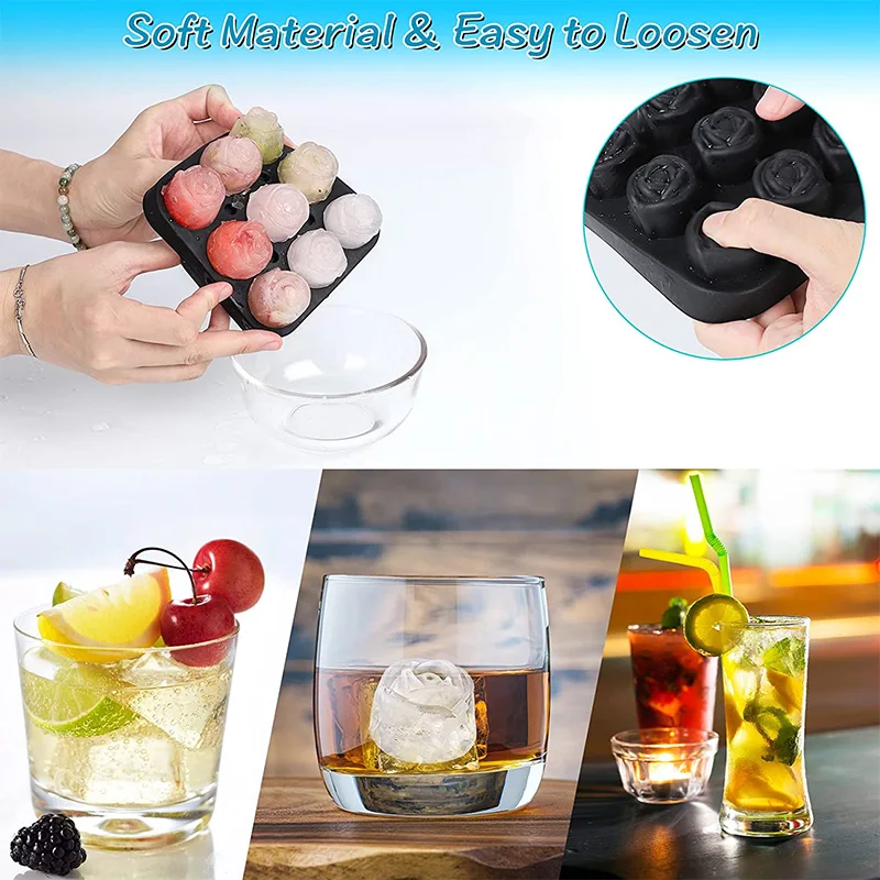 

Cube Ice Beer Ice Ice With Ice Mold Molds Shape Cubes Whisky Rose Hole Mold 9 Wine Cool Rose Reusable Maker Lid Down Tray