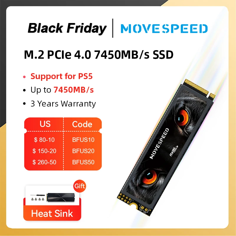 MOVESPEED 7450MB/S SSD NVME M.2 2280 4TB…