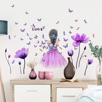tulip little girl butterfly wall stickers childrens room decoration wall stickers self adhesive wholesale wall stickers