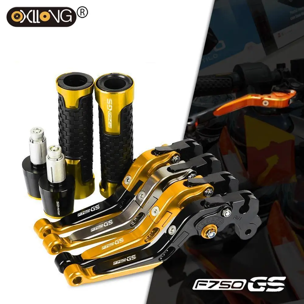 

F 750 GS LOGO Motorcycle Aluminum Brake Clutch Levers Handlebar Hand Grips ends For BMW F750GS ADVENTURE 2017 2018 2019 2020
