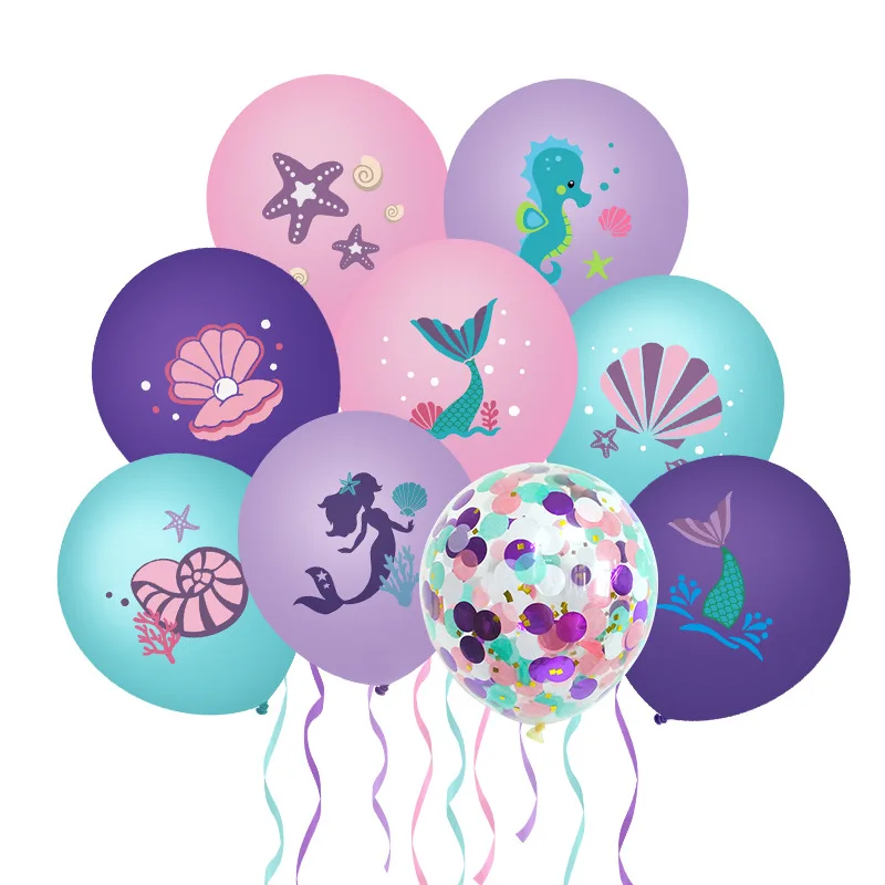

12inch Mermaid Latex Balloon Confetti Air Helium Globos for 1st Kids Girl Mermaid Theme Birthday Party Decor Under The Sea party