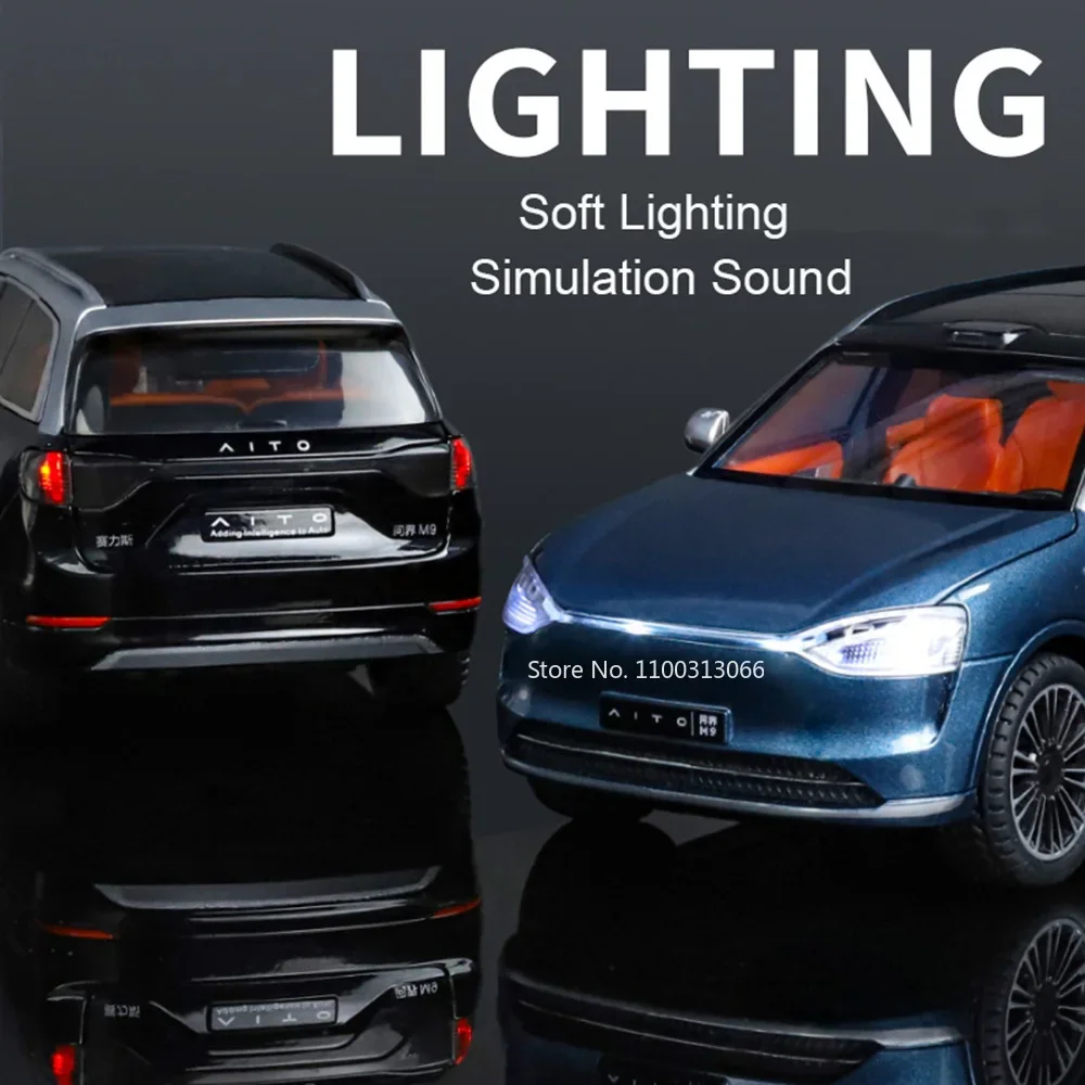 Масштаб 1/24 SERES AITO M9 модели из сплава литая под давлением игрушка 6 дверей открытый