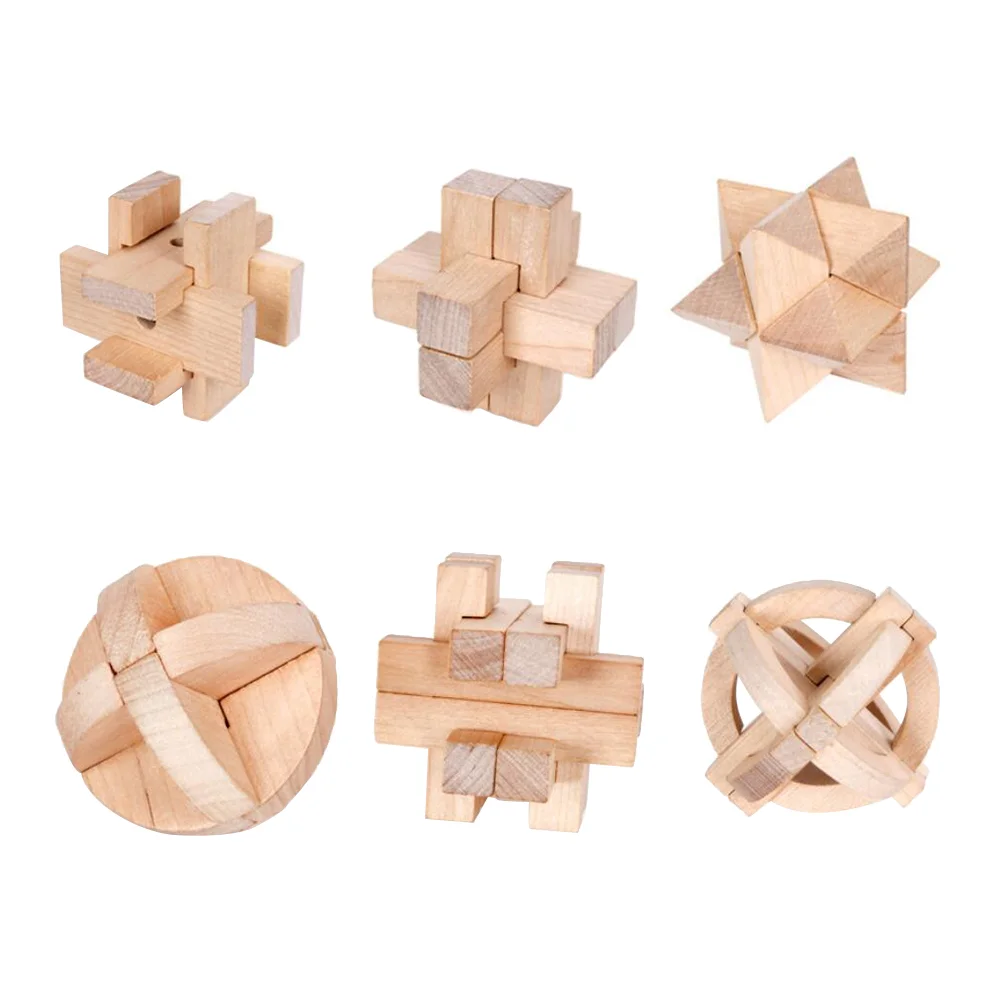 

6Pcs Interlocking Puzzle Toys Wooden Lock Toys Educational Toys for Kids School Outdoor Home