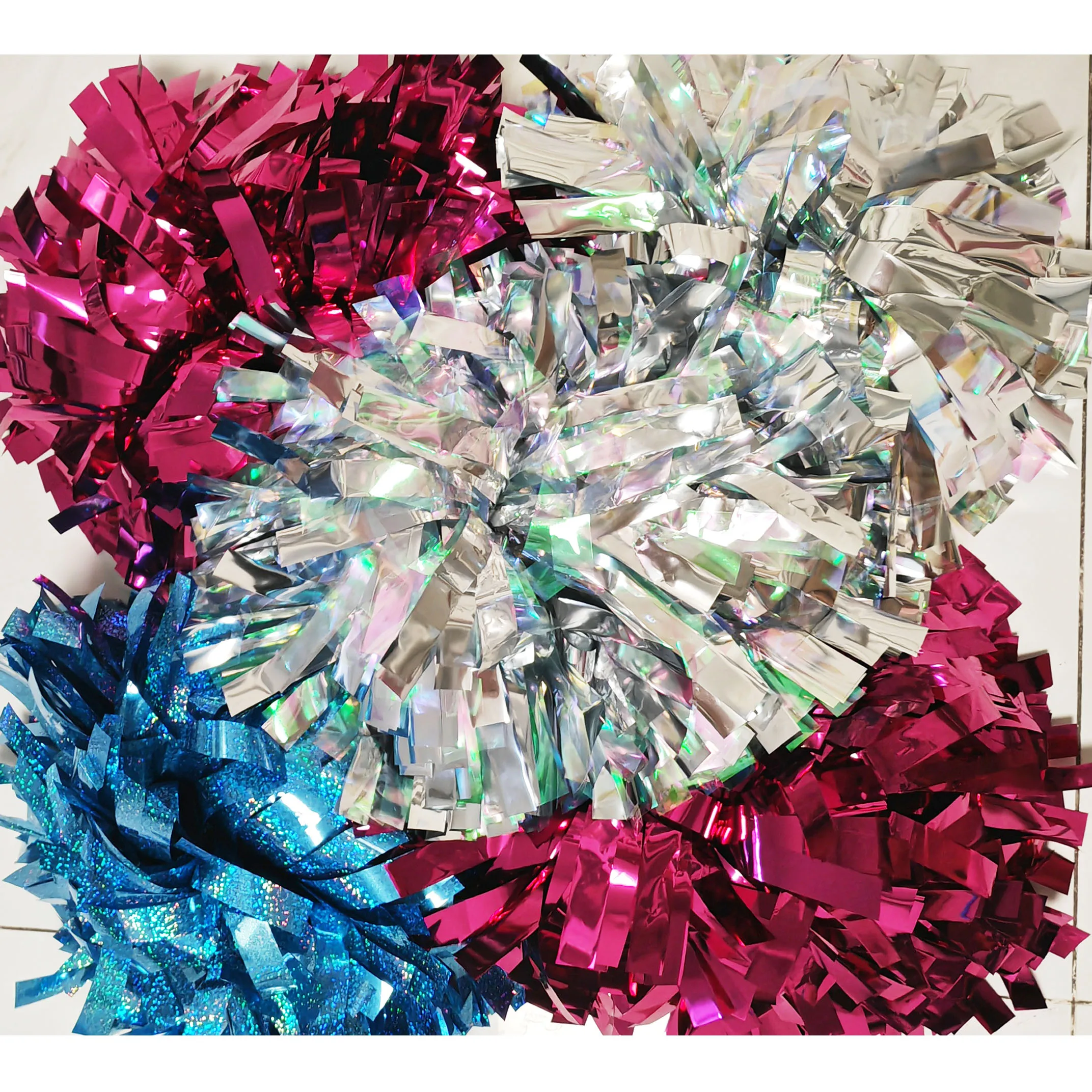 1 шт. помпон с ручкой Cheerleader Baton металлический голографический синий 4&quot 6&quot 8&quot на