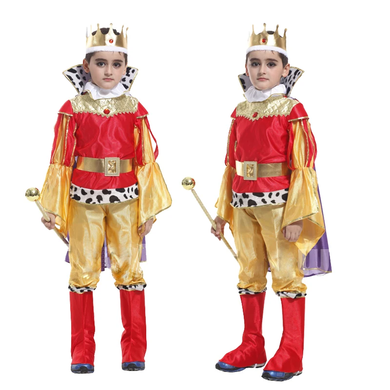 

Halloween Cloak Crown Belt Prince Boys King Costumes Cosplay Kids Boys Birthday Party Dress Costumes No Scepter