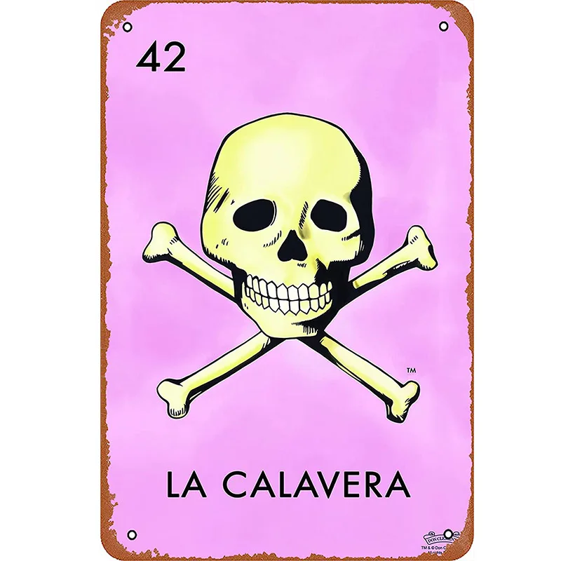 Карта лотерии с черепом La Calavera 42 Мексиканский постер для бинго мексиканская