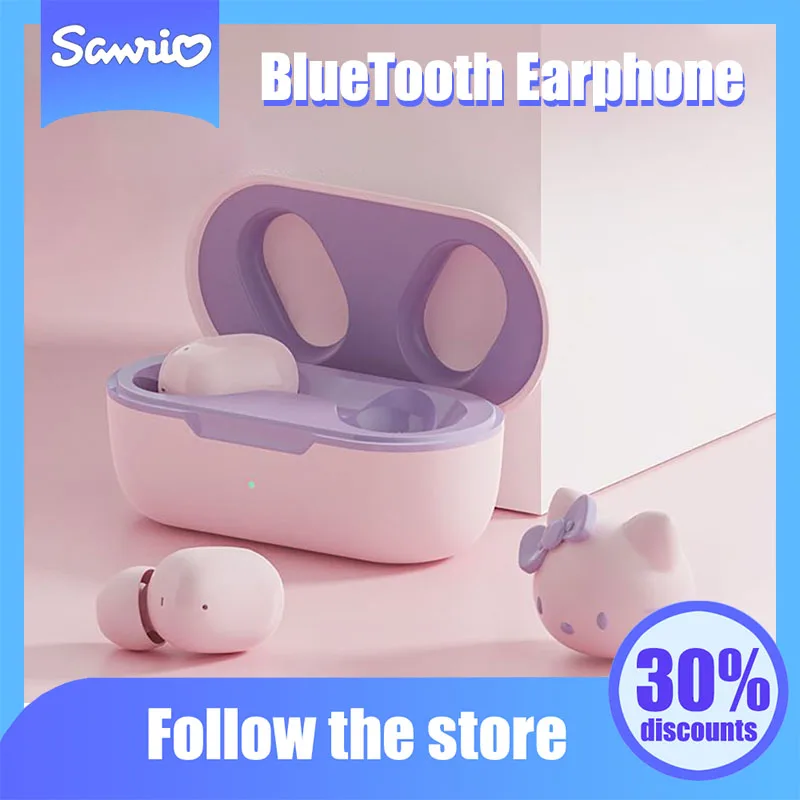 Kawaii Sanrio, Hello Kitty аниме Bluetooth наушники, Симпатичные водонепроницаемые шумоподавляющие Мультяшные беспроводные наушники, подарки