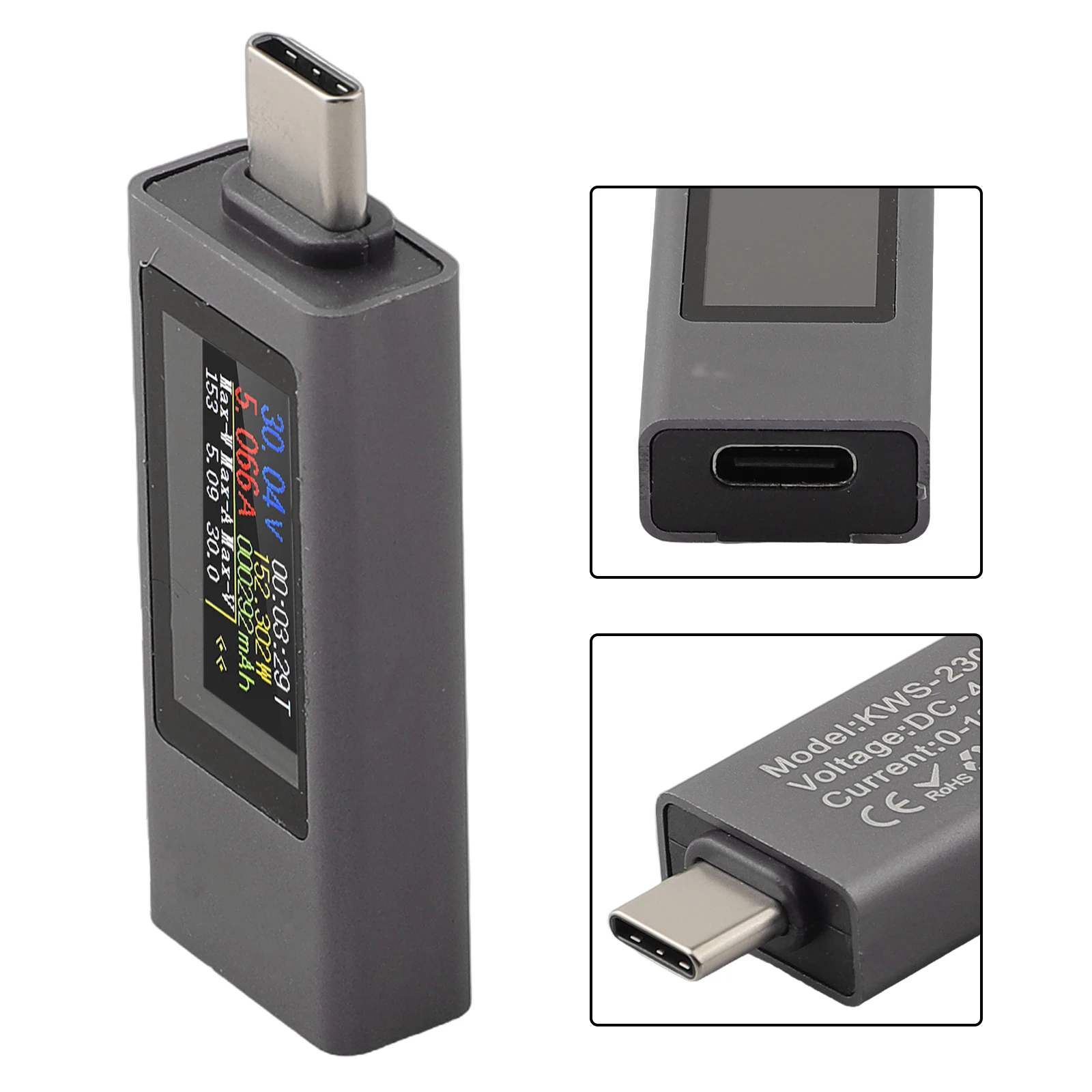 Запись емкости Type-C Измеритель напряжения 2302C USB-метр Двунаправленный тест тока
