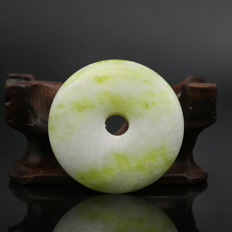 

Natural Lantian Jade Hand Carved Safe Button Pendant Fashion Boutique Jewelry That Lady's Green, Green and White Necklace