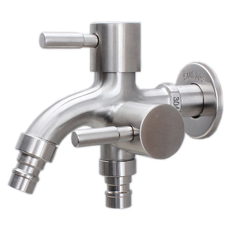 

Two Way Tap Double Tap Kitchen Bathroom 304 Stainless Steel Brushed Dual Use Multifunctional SUS304 2pcs Handles