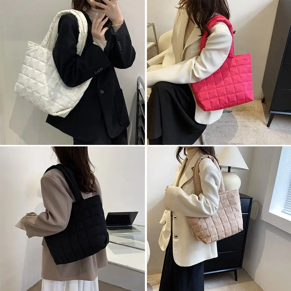 Женская вместительная зимняя сумка через плечо однотонные нейлоновые сумки