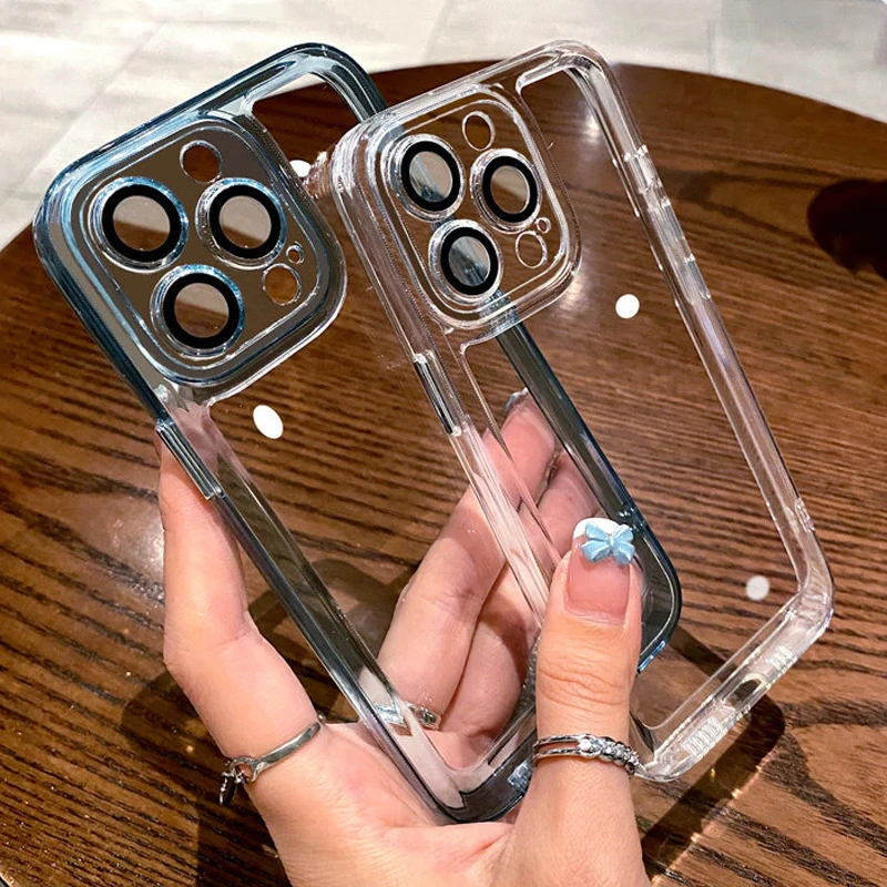 

Shockproof Clear Case For iPhone 14 Plus 13 Pro MAX 12 Soft Silicon Bumper Transparent Cystal Hard Acrylic Lens Protection Cover