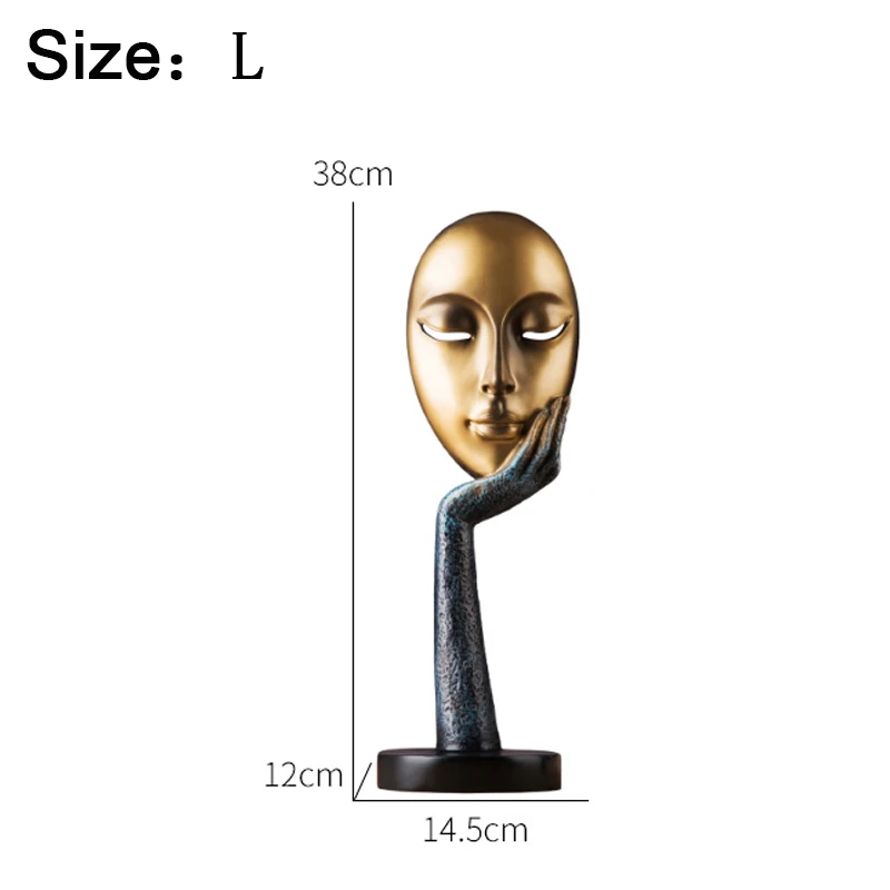 

Европейская смоляная маска, человеческое лицо, поделки, украшения, украшения для гостиной, фигурка, золотой декор, аксессуары для украшения дома, современные