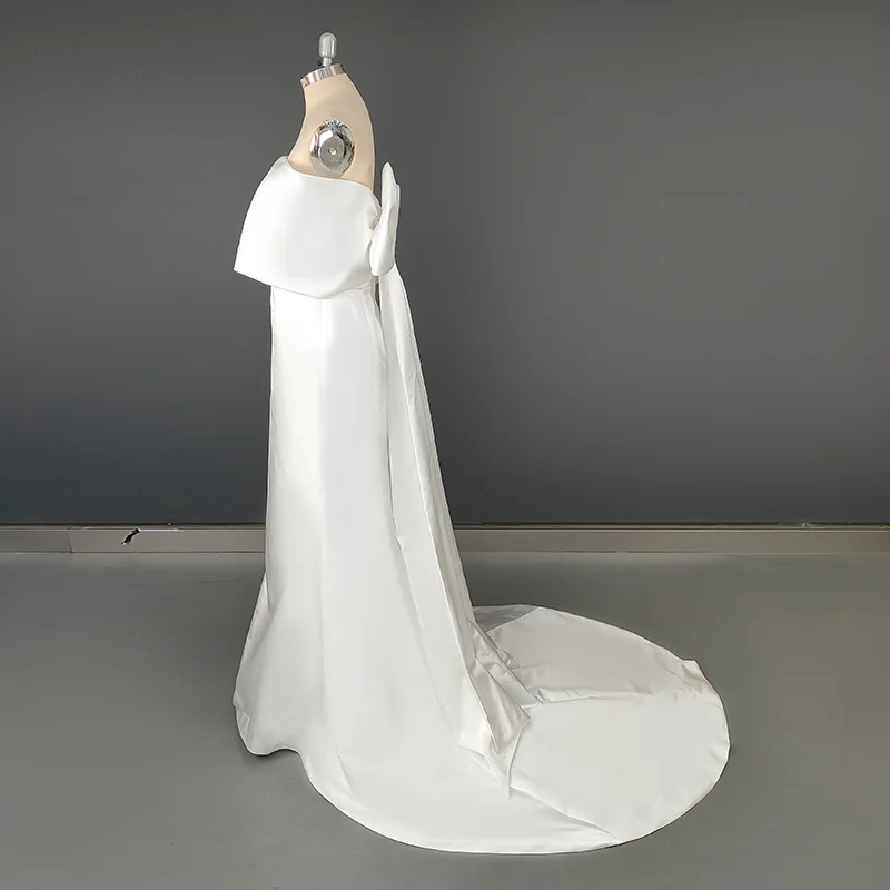 11755 # Простое атласное платье русалки цвета слоновой кости по индивидуальному