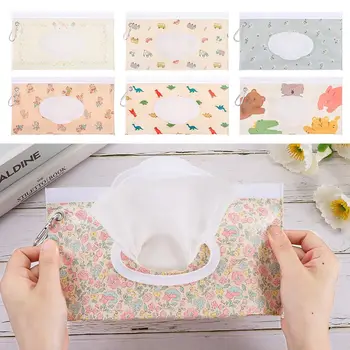 EVA Baby Wet Wipe Pouch Portable Buckle Wipes Holder Case Flip Cover Snap-Strap Reusable Refillable Wet Wipe Bag Outdoor